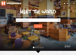 How hostelworld.com looks like on a tablet such as an iPad.