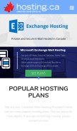 How hosting.ca looks like on a mobile device such as an iPhone.