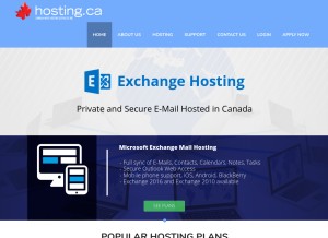 How hosting.ca looks like on a tablet such as an iPad.