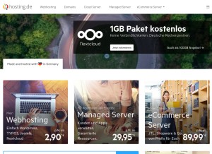 How hosting.de looks like on a tablet such as an iPad.