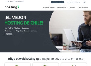 How hosting7.cl looks like on a tablet such as an iPad.