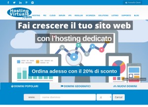 How hostingvirtuale.com looks like on a tablet such as an iPad.