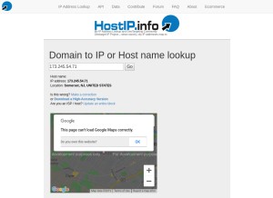 How hostip.info looks like on a tablet such as an iPad.