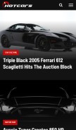 How hotcars.com looks like on a mobile device such as an iPhone.