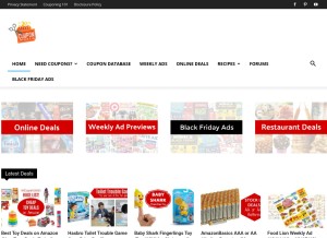 How hotcouponworld.com looks like on a tablet such as an iPad.