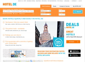How hotel.de looks like on a tablet such as an iPad.