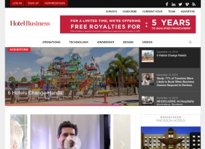 How hotelbusiness.com looks like on a tablet such as an iPad.