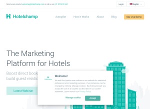 How hotelchamp.com looks like on a tablet such as an iPad.