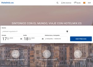 How hotelmix.es looks like on a tablet such as an iPad.