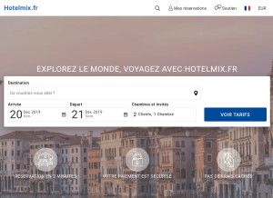 How hotelmix.fr looks like on a tablet such as an iPad.