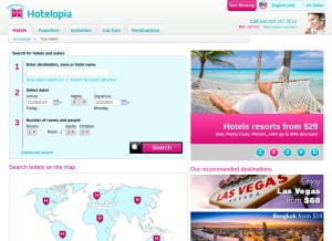 How hotelopia.com looks like on a tablet such as an iPad.