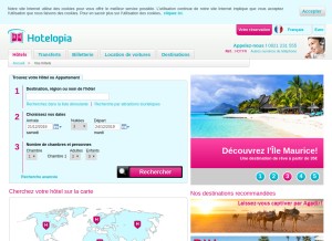 How hotelopia.fr looks like on a tablet such as an iPad.