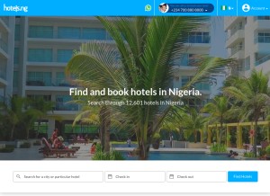 How hotels.ng looks like on a tablet such as an iPad.
