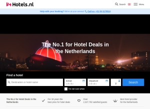 How hotels.nl looks like on a tablet such as an iPad.