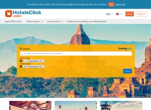 How hotelsclick.com looks like on a tablet such as an iPad.
