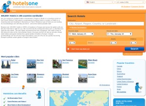 How hotelsone.com looks like on a tablet such as an iPad.