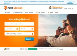 How hotelspecials.nl looks like on a tablet such as an iPad.