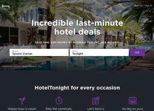 How hoteltonight.com looks like on a tablet such as an iPad.