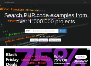 How hotexamples.com looks like on a tablet such as an iPad.