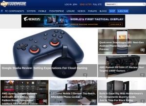 How hothardware.com looks like on a tablet such as an iPad.