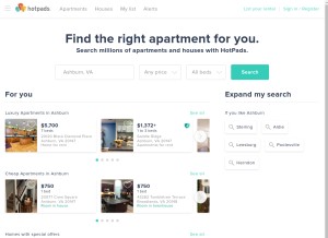 How hotpads.com looks like on a tablet such as an iPad.