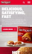 How hotpockets.com looks like on a mobile device such as an iPhone.