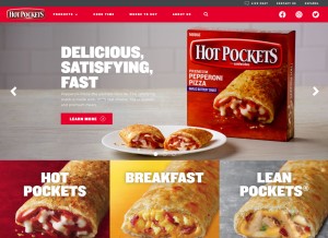 How hotpockets.com looks like on a tablet such as an iPad.