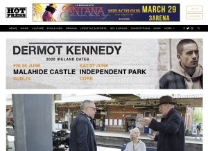 How hotpress.com looks like on a tablet such as an iPad.