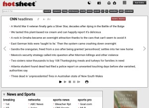 How hotsheet.com looks like on a tablet such as an iPad.