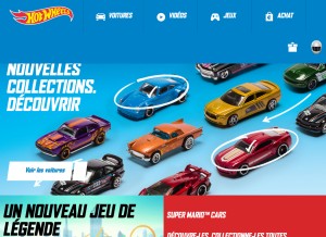 How hotwheels.com looks like on a tablet such as an iPad.