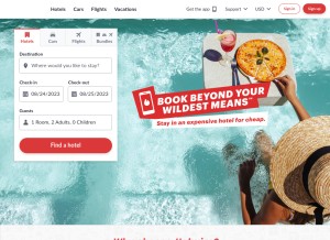How hotwire.com looks like on a tablet such as an iPad.