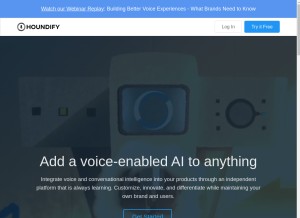 How houndify.com looks like on a tablet such as an iPad.