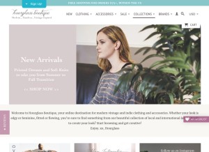 How hourglassboutique.com looks like on a tablet such as an iPad.