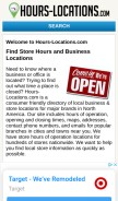 How hours-locations.com looks like on a mobile device such as an iPhone.
