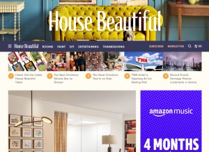 How housebeautiful.com looks like on a tablet such as an iPad.