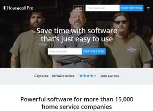 How housecallpro.com looks like on a tablet such as an iPad.