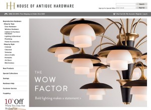 How houseofantiquehardware.com looks like on a tablet such as an iPad.