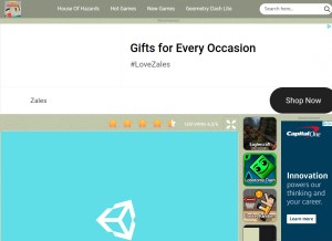 How houseofhazards.com looks like on a tablet such as an iPad.