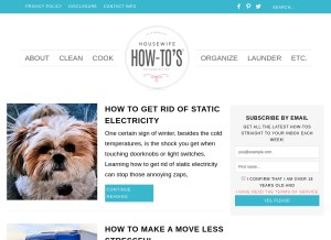 How housewifehowtos.com looks like on a tablet such as an iPad.
