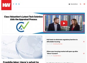 How housingwire.com looks like on a tablet such as an iPad.