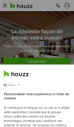 How houzz.com looks like on a mobile device such as an iPhone.