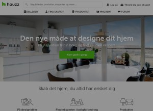 How houzz.dk looks like on a tablet such as an iPad.