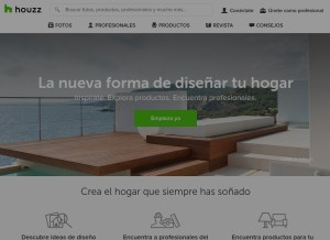How houzz.es looks like on a tablet such as an iPad.