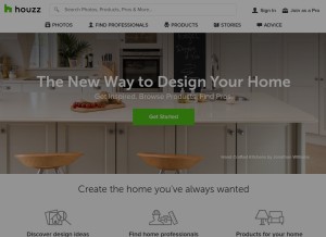 How houzz.ie looks like on a tablet such as an iPad.