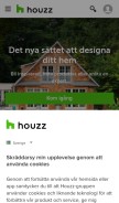 How houzz.se looks like on a mobile device such as an iPhone.