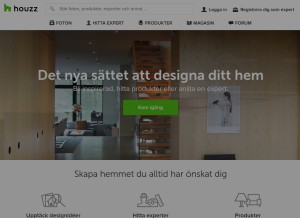 How houzz.se looks like on a tablet such as an iPad.