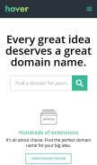 How hover.com looks like on a mobile device such as an iPhone.