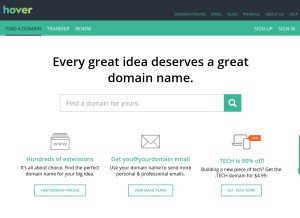 How hover.com looks like on a tablet such as an iPad.