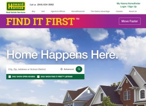 How howardhanna.com looks like on a tablet such as an iPad.