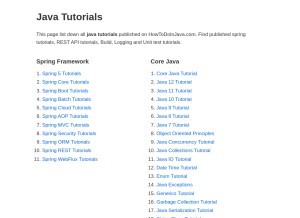 How howtodoinjava.com looks like on a tablet such as an iPad.
